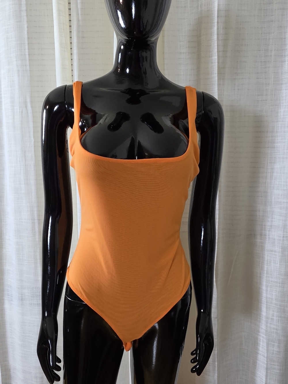 Women’s Square Neck Orange Bodysuit